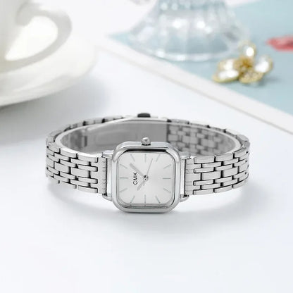 Steel Strap Quartz Watch Women Square Dial Analog Quartz Wristwatch