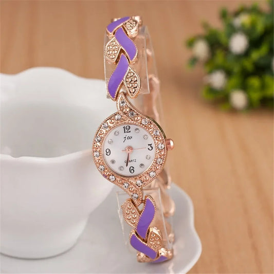 Rhinestone Watches Women Stainless Steel Bracelet Watches Ladies Quartz Dress Wristwatches Reloj Mujer